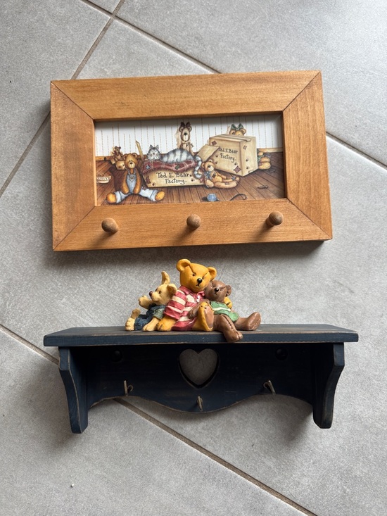 Other - Wooden Bear Shelf & Picture Lot
